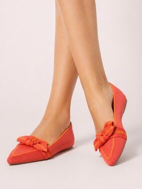 Vivaia (Michelle 2.0) ~ Size 10 ~ Citrus Orange Pointed-Toe Bow Slip On Loafers